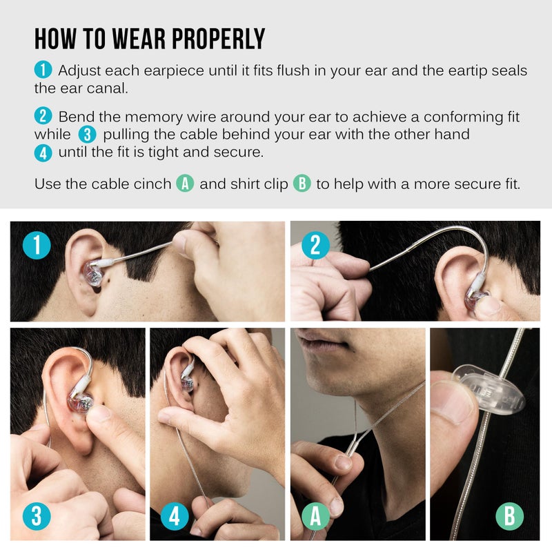 MEE audio M6 PRO In Ear Monitor Headphones for Musicians, 2nd Gen Model With Upgraded Sound, Memory Wire Earhooks & Replaceable Cables, Noise Isolating Professional Earbuds, 2 Cords Included (Black) - Image 5